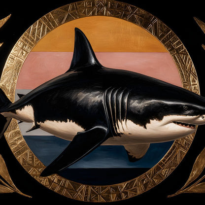 Gilded Shark Triumph Halo Canvas Wall Art