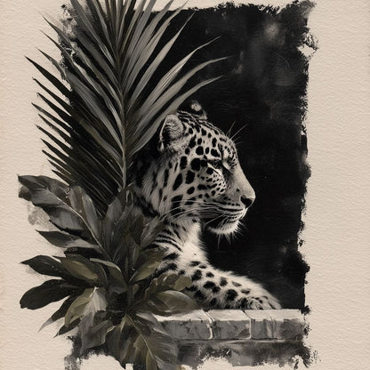Feline Watch Over Stone Wall Canvas Wall Art