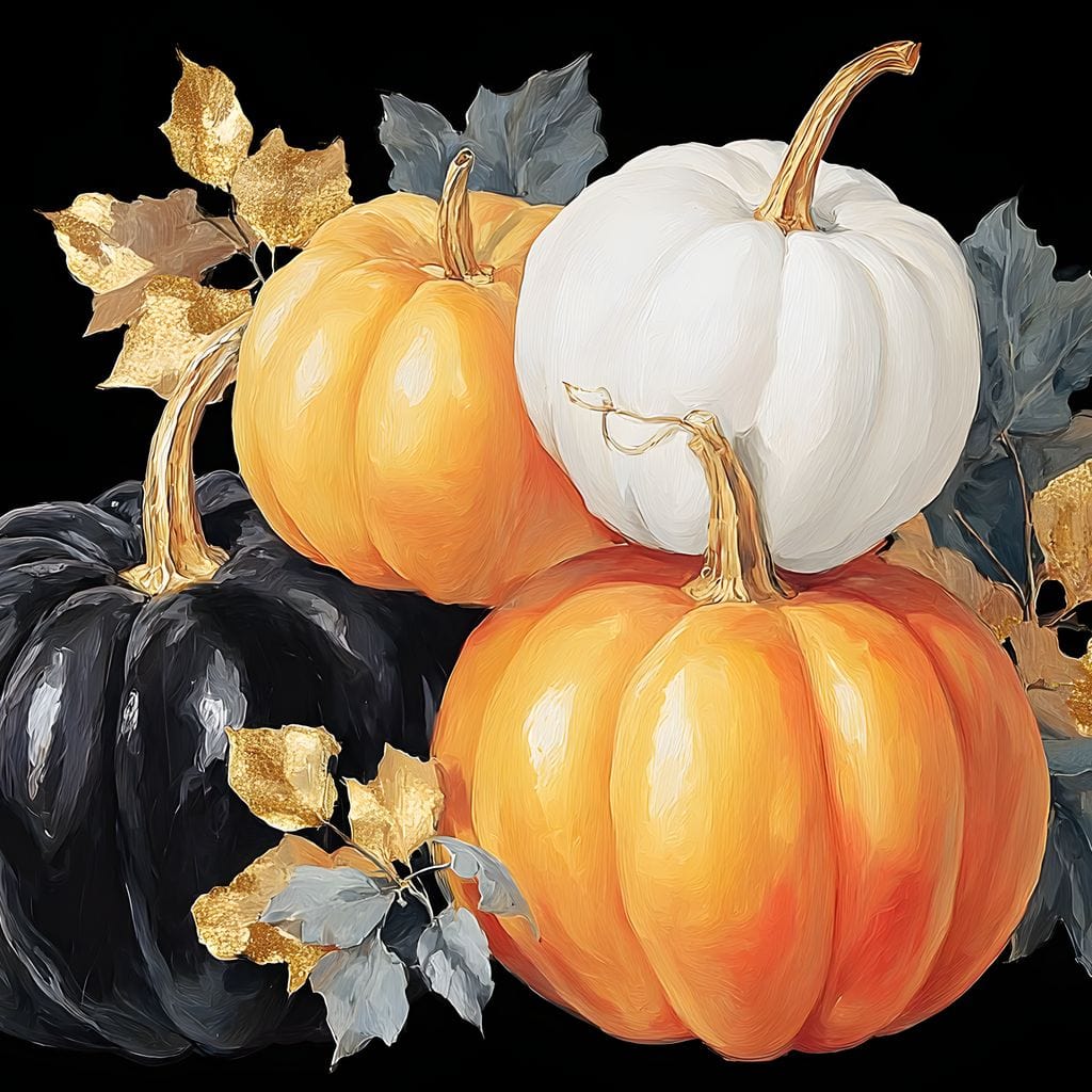 Golden Pumpkin Harvest Harmony Canvas Wall Art