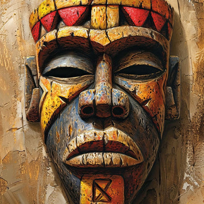 Ancient Tribal Mask Vibrance Canvas Wall Art