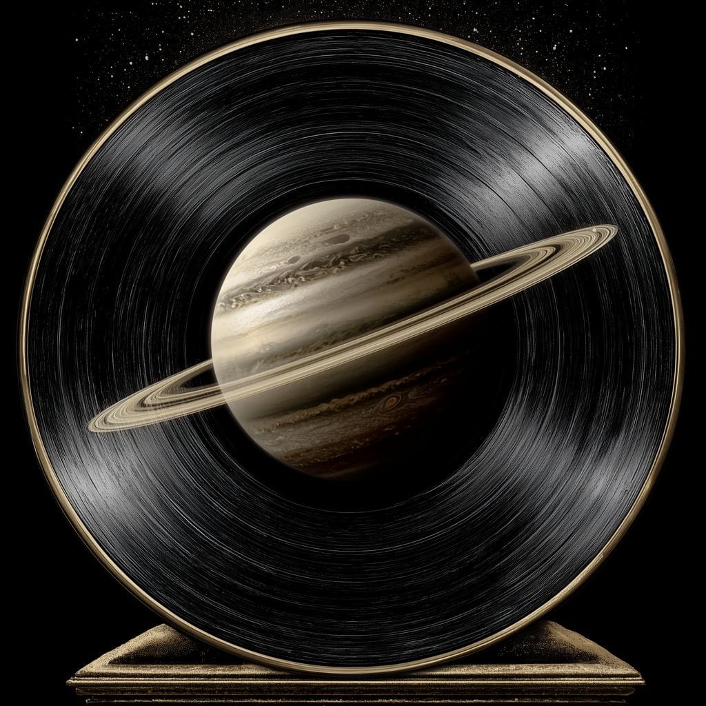 Saturn Vinyl Orbit Night Sky Canvas Wall Art