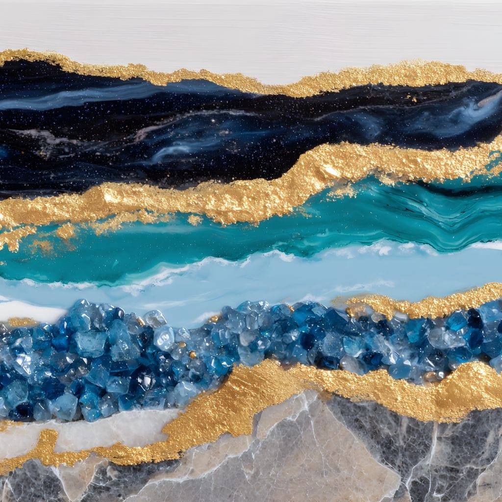 Gilded Ocean Geode Flow Canvas Wall Art