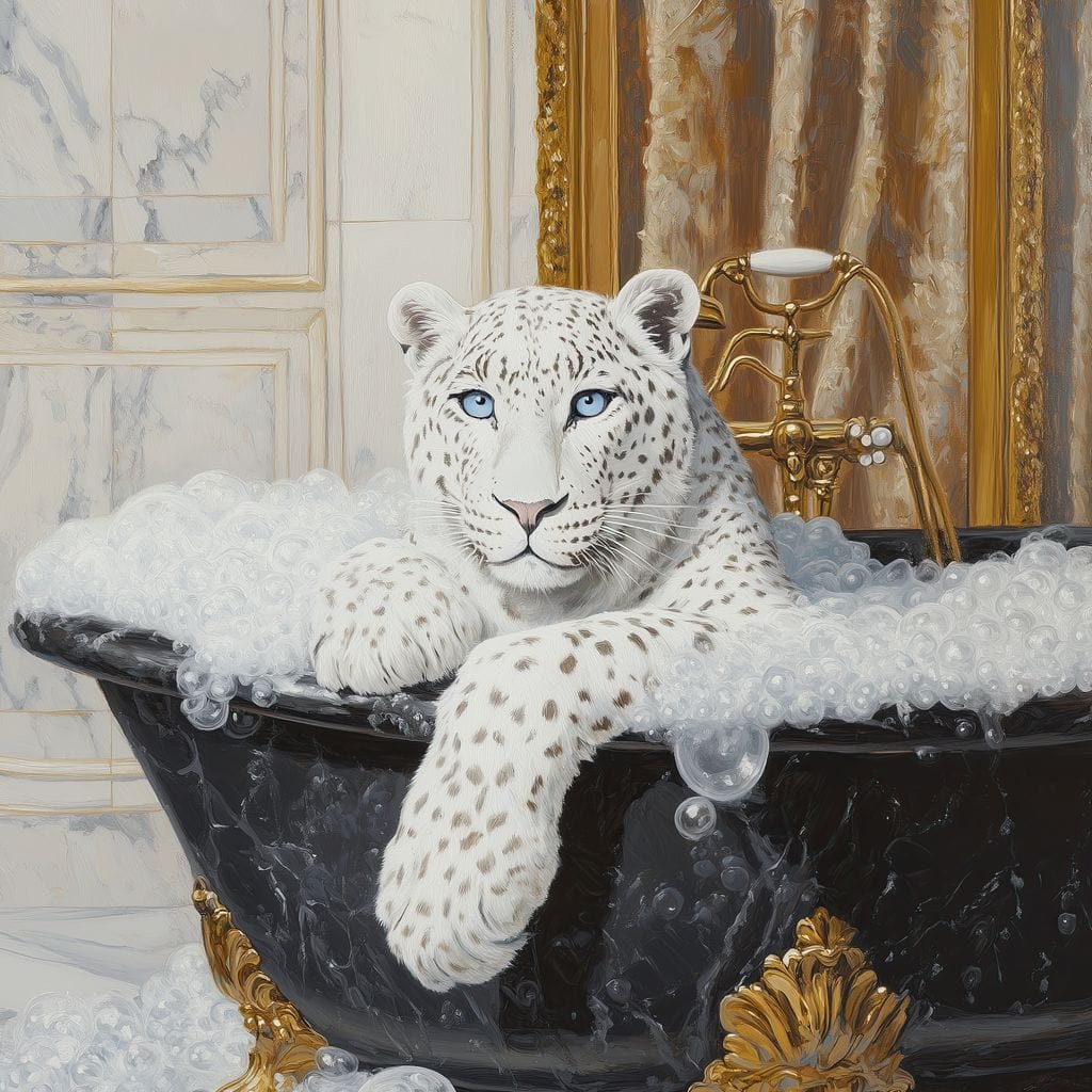 Majestic Snow Leopard Soak in Canvas Wall Art