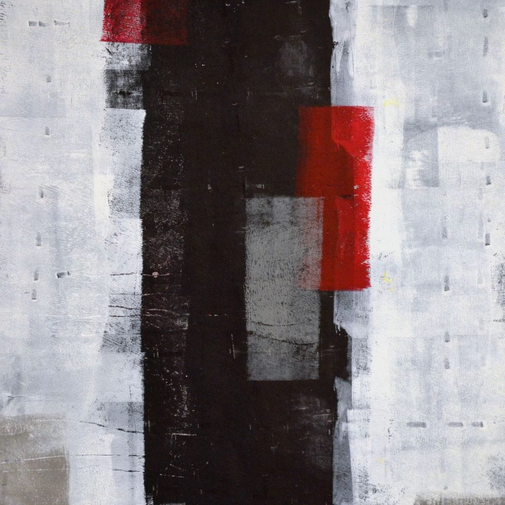 Grey & Red Abstract Art Painting Canvas Wall Art