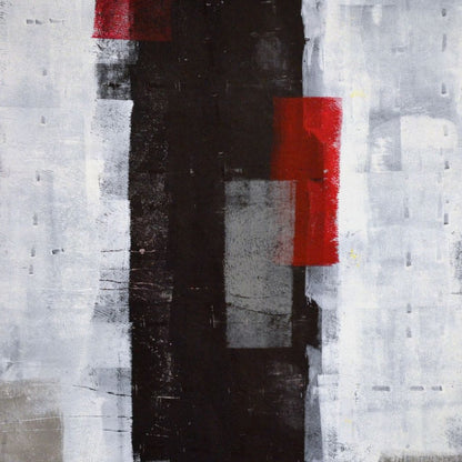 Grey & Red Abstract Art Painting Canvas Wall Art