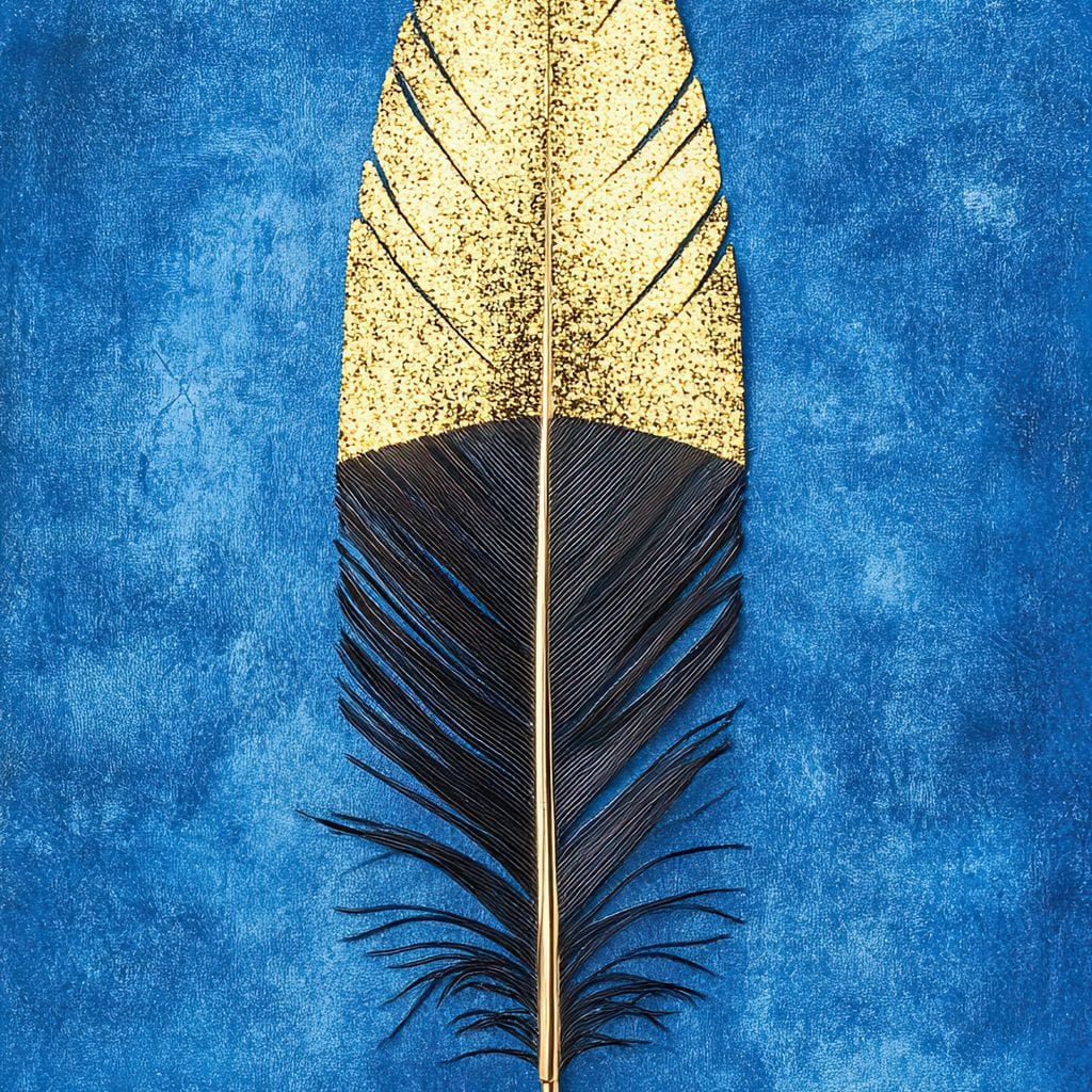 Golden Plume Harmony Canvas Wall Art