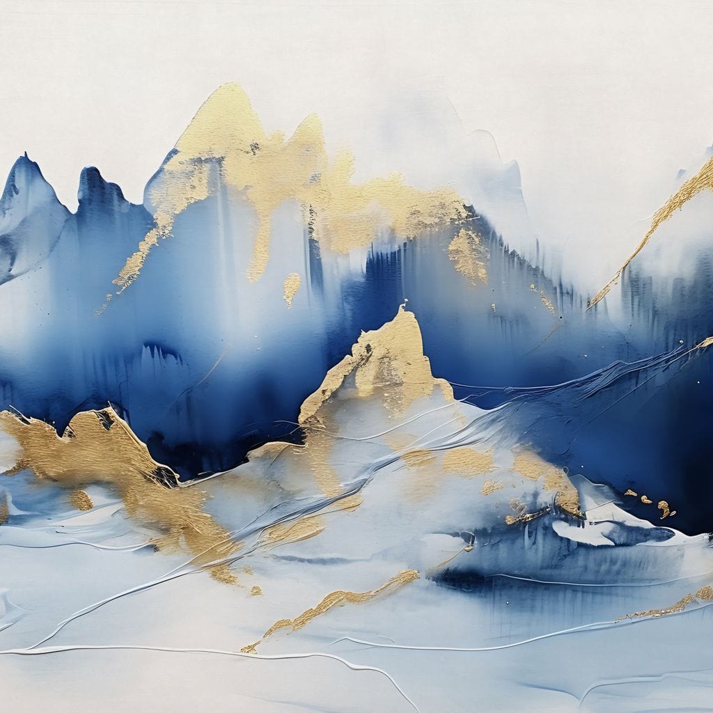 Golden Sapphire Alpine Peaks Canvas Wall Art