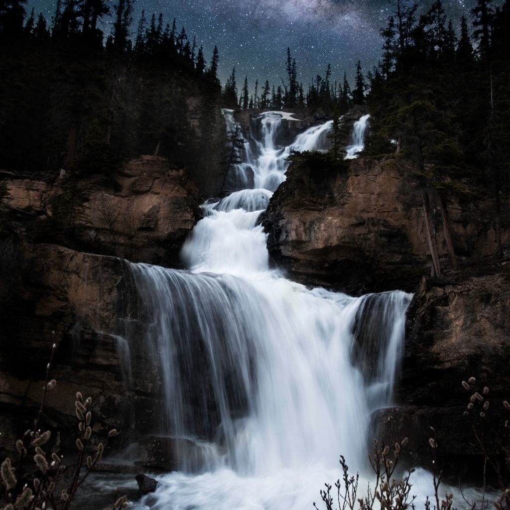 Milky Way Waterfall Canvas Wall Art