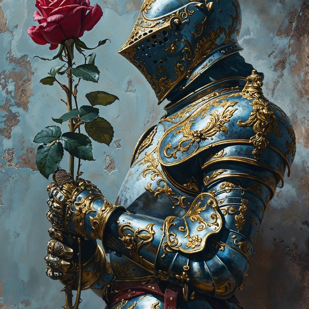 Knight of the Velvet Bloom Canvas Wall Art