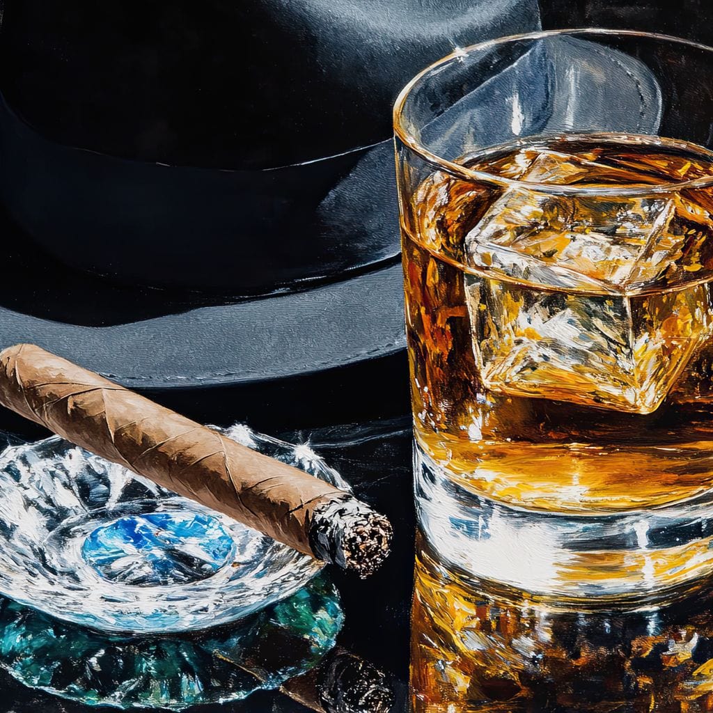 Whiskey Night Silhouette Canvas Wall Art