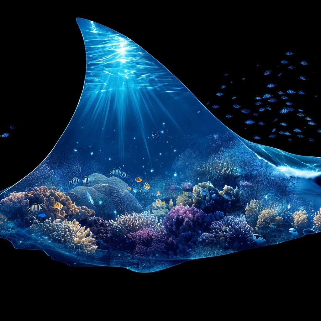 Ocean Manta Reef Lightfall Canvas Wall Art