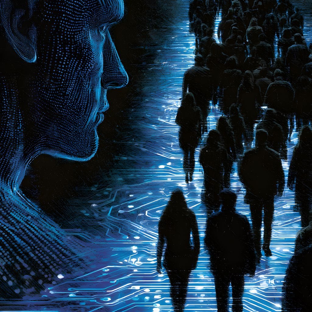 The Collective Walk of Digital Ghosts Canvas Wall Art