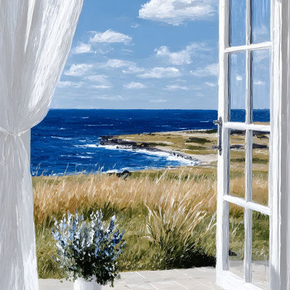 Ocean Breeze Through Open Window Canvas Wall Art