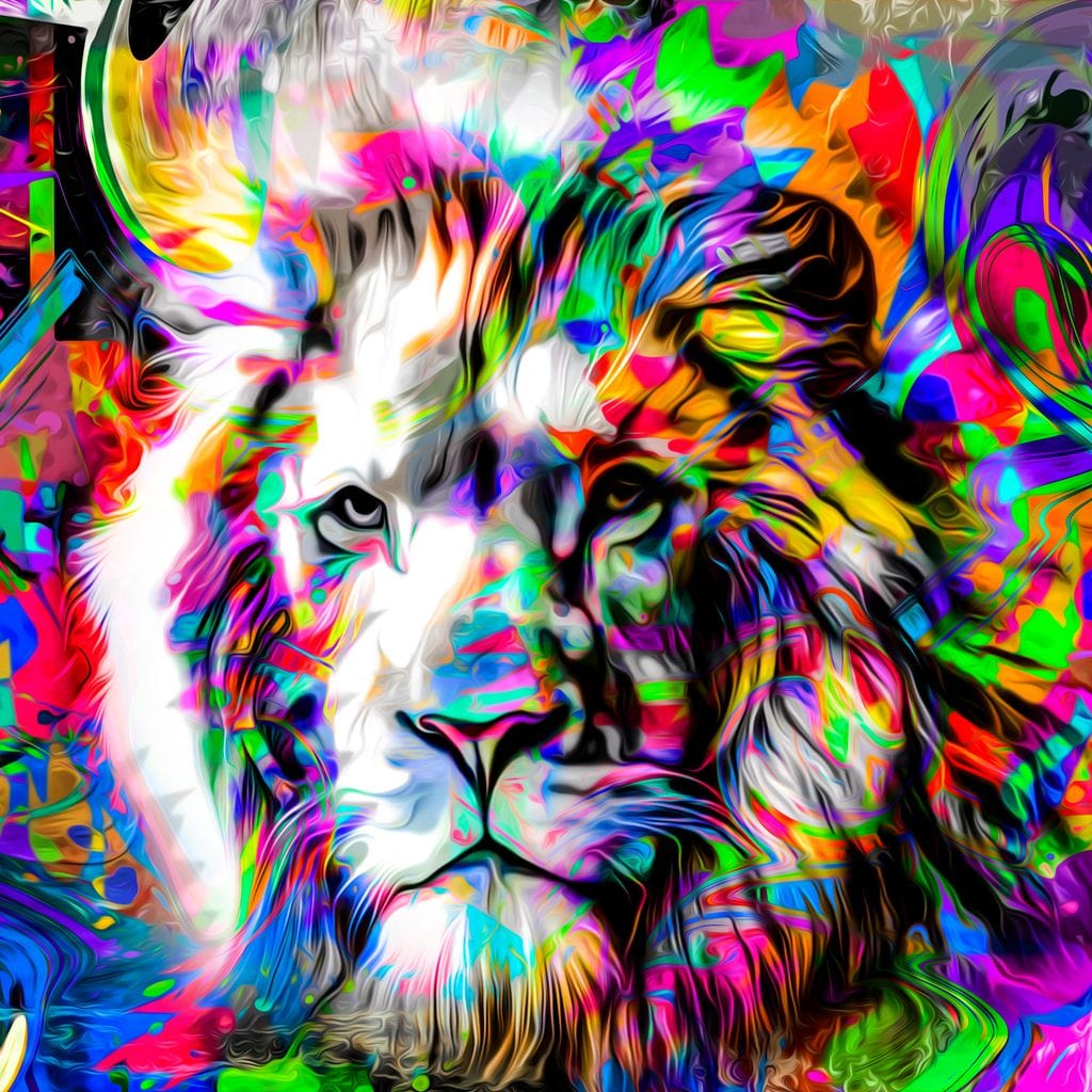 Psychedelic Lion Canvas Wall Art