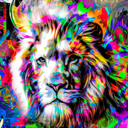 Psychedelic Lion Canvas Wall Art