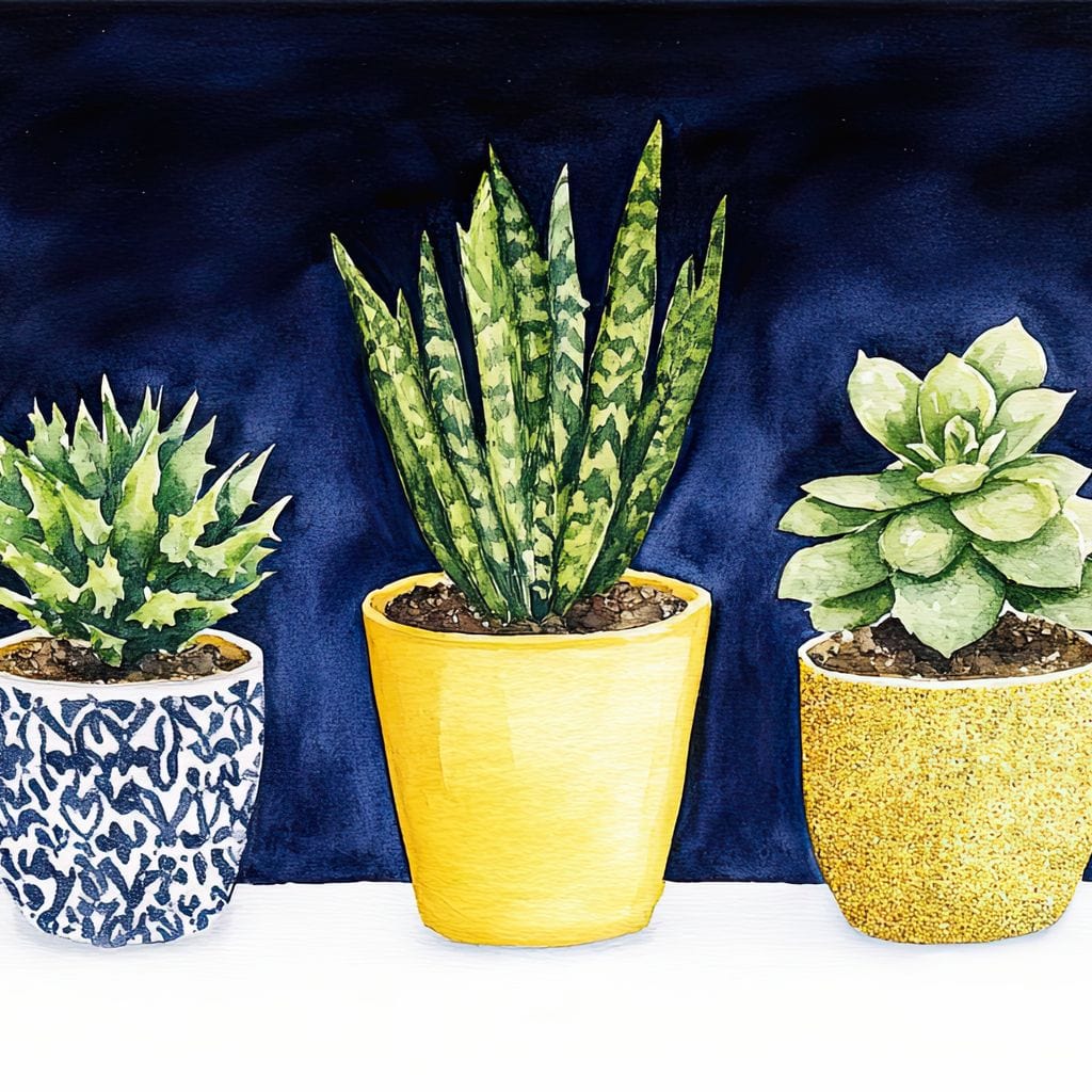 Succulent Symphony in Pots Canvas Wall Art