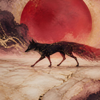Gold Vein Fox Spirit Canvas Wall Art