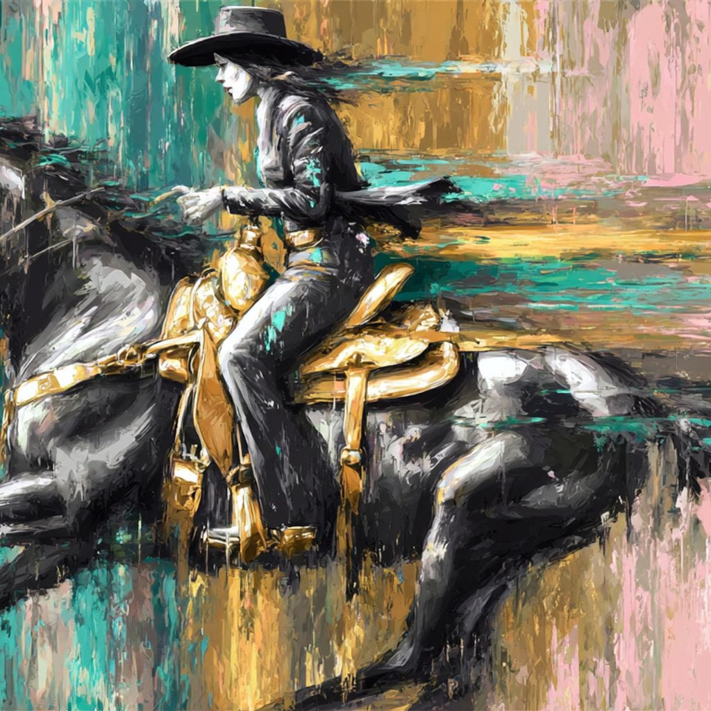 Golden Cowgirl Noir Star Canvas Wall Art