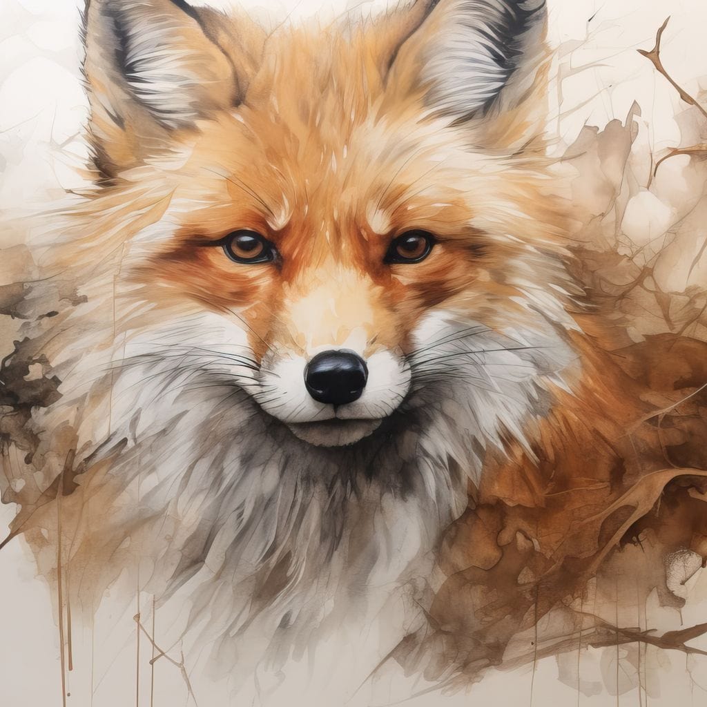 Acrylic Fox in a Fawn Whisker Dream Canvas Wall Art