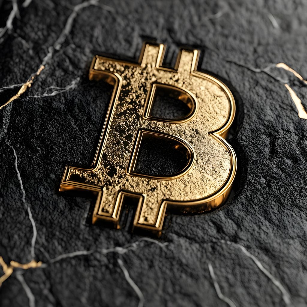 Golden Bitcoin Luxe Marble Icon Canvas Wall Art