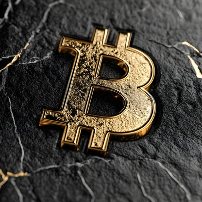 Golden Bitcoin Luxe Marble Icon Canvas Wall Art