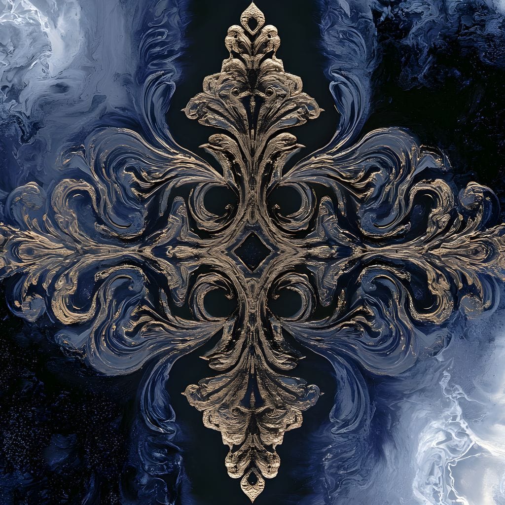 Gilded Blue Reverie Canvas Wall Art