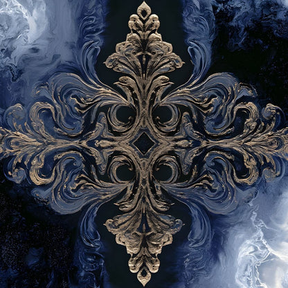 Gilded Blue Reverie Canvas Wall Art