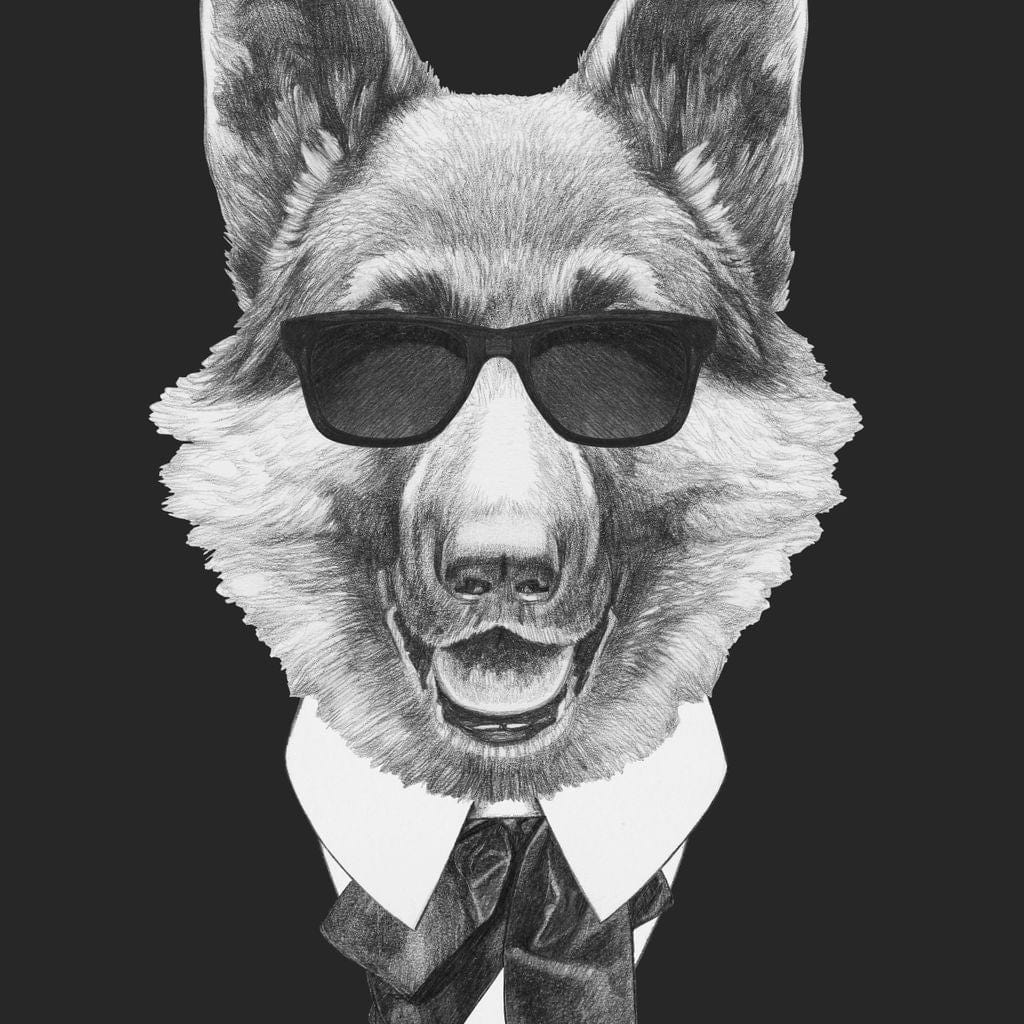 Dressed Up German Shepherd Canvas Wall Art