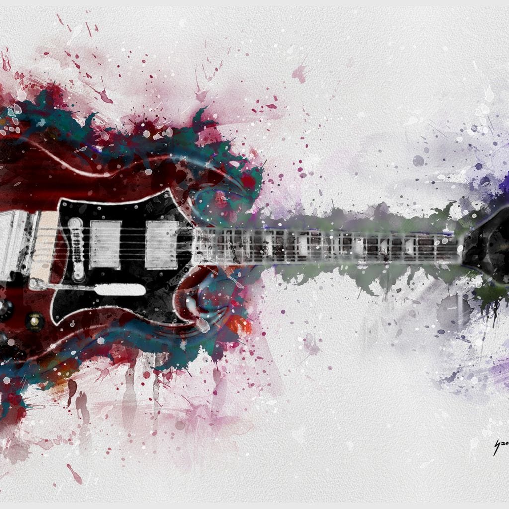 Angus Young's Red Guitar Canvas Wall Art