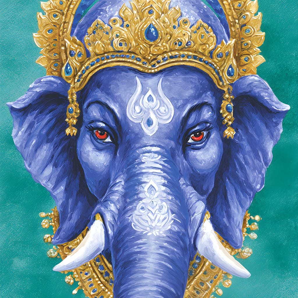 Royal Indigo Elephant Majesty Canvas Wall Art
