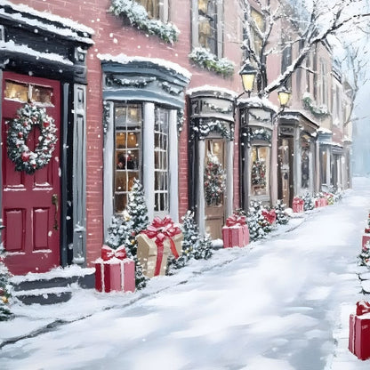 Snowy Carol Lane Holiday Cheer Canvas Wall Art
