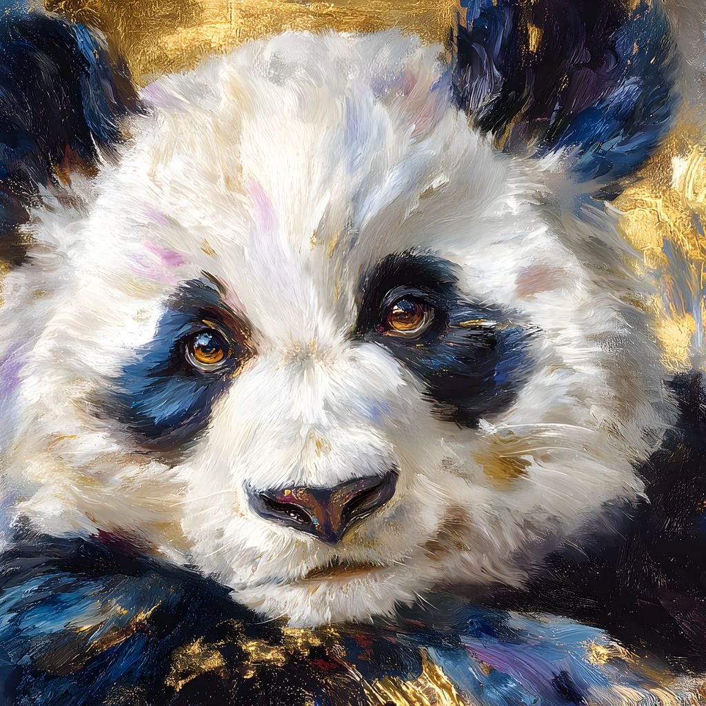 Golden Panda Daydream Portrait Canvas Wall Art