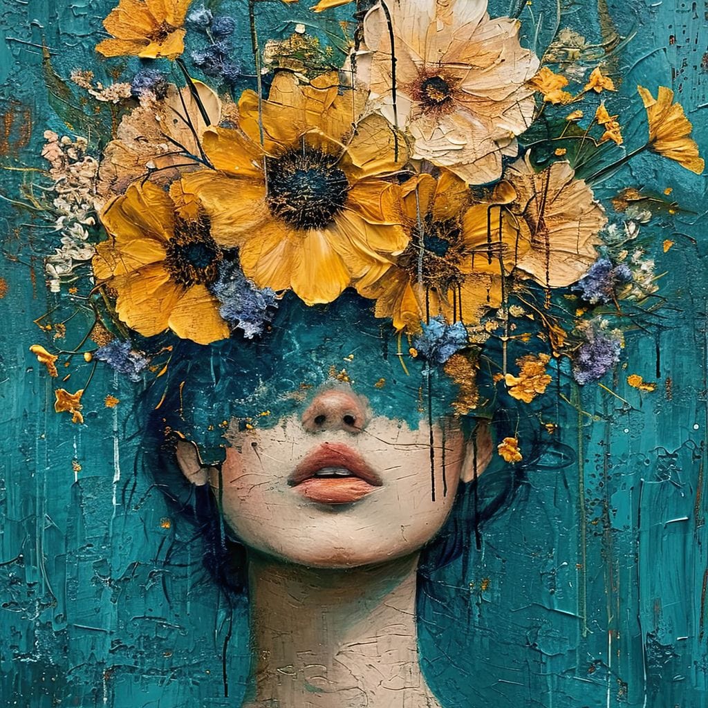 Golden Bloom Silhouette Canvas Wall Art