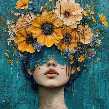 Golden Bloom Silhouette Canvas Wall Art