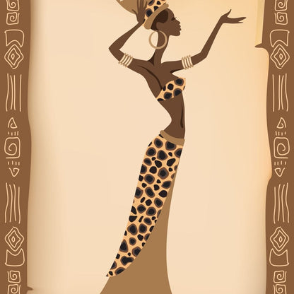 Traditional African Woman With Leopard Dress Canvas Wall Art