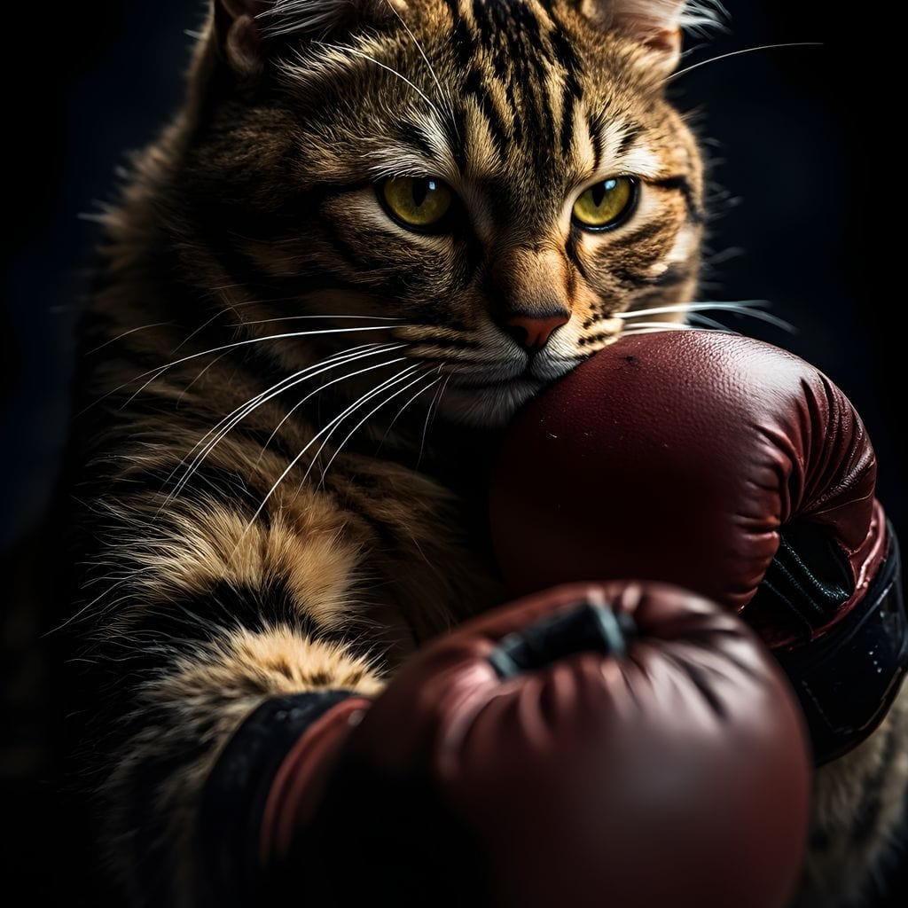 Cat Pugilist Canvas Wall Art