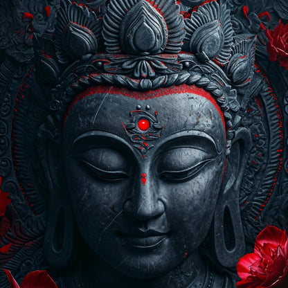 Buddha's Crimson Nirvana Canvas Wall Art