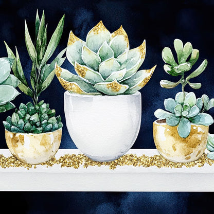 Succulent Symphony in Green Canvas Wall Art