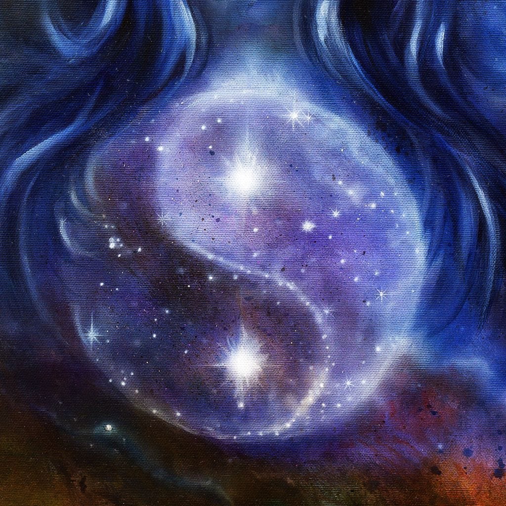Yin Yang Stars Canvas Wall Art