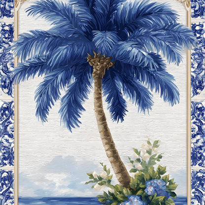 Coastal Blue Palm Reverie Canvas Wall Art