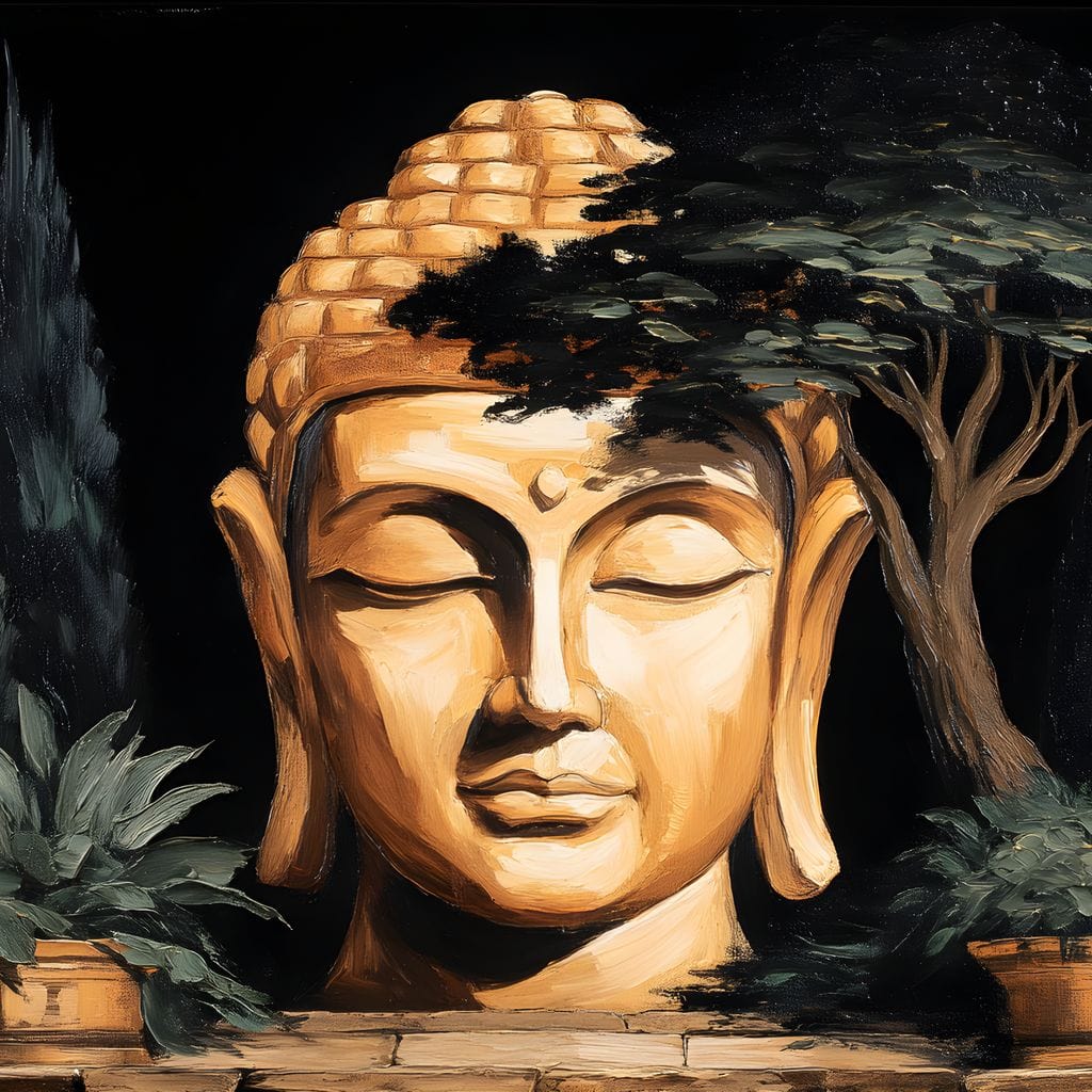 Tranquil Buddha Garden Essence Canvas Wall Art