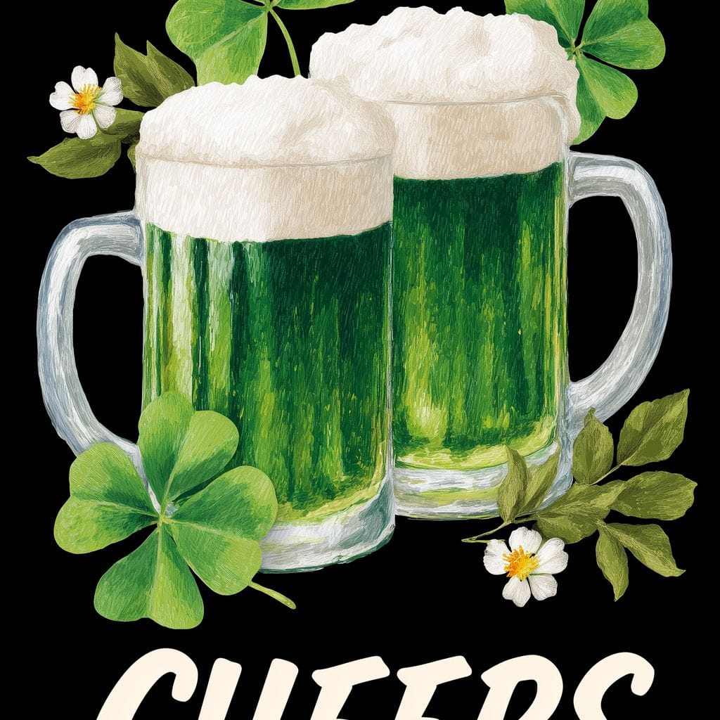 Lucky Clover Beer Cheers Canvas Wall Art