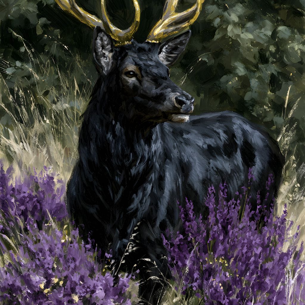 Black Deer Of Wild Fields Canvas Wall Art