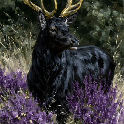 Black Deer Of Wild Fields Canvas Wall Art