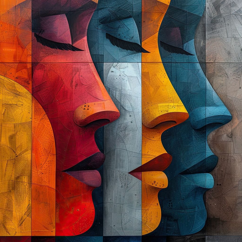 Chromatic Contours Converge Canvas Wall Art