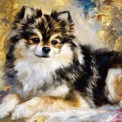 Golden Pomeranian Portrait Glow Canvas Wall Art