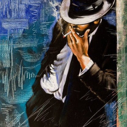 Smoking Man Canvas Wall Art