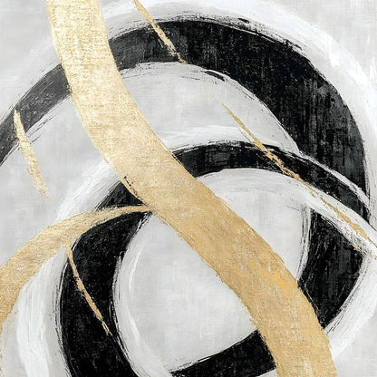 Golden Elegance Spirals Canvas Wall Art