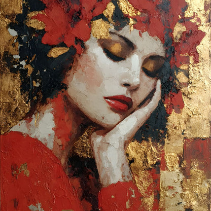 Golden Petals Dreaming Beauty Canvas Wall Art