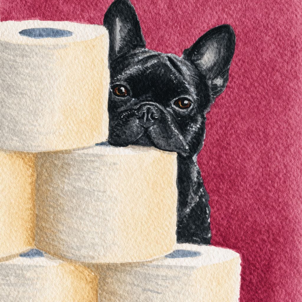 French Bulldog Peekaboo Rolls Canvas Wall Art